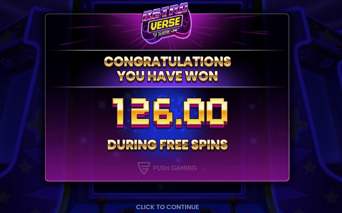 Win screen after a cluster pays on the grid