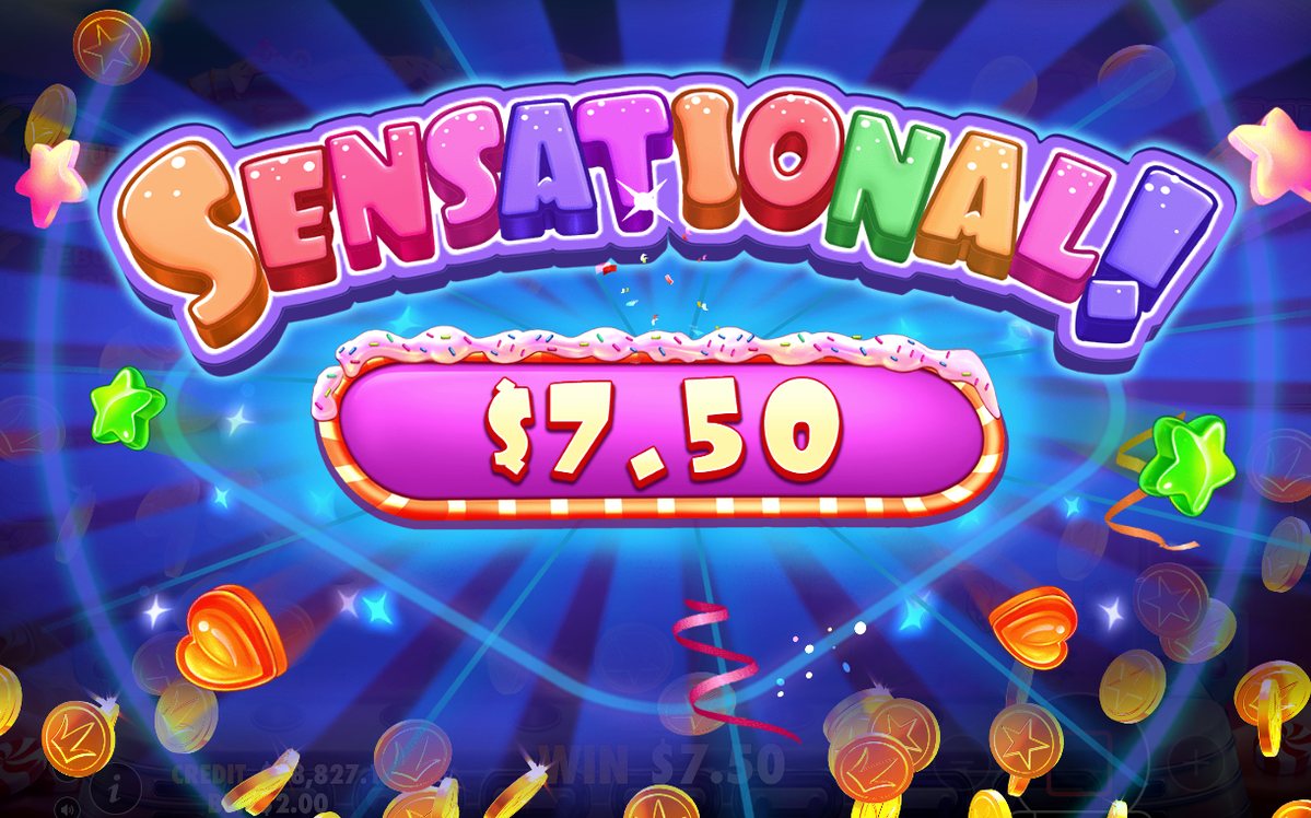 Win screen after a tumble sequence and multiplier payout