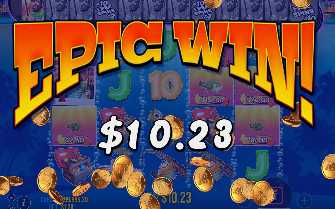 Free Spins round with the fisherman WILD active