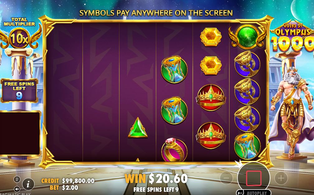 Retrigger: 3+ Zeus Scatter symbols add 5 more spins