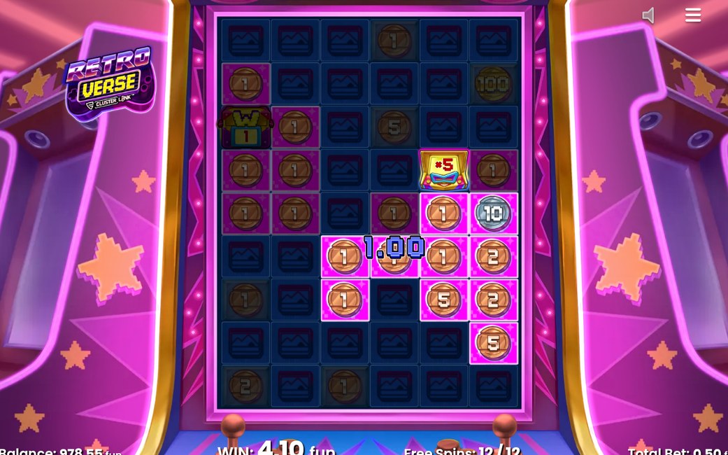 Bonus round in progress on the 6x9 grid